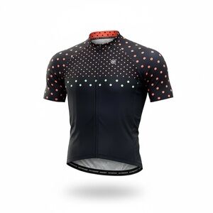 Men's XXL Navy green and Orange Polka Dot Cycling Shirt NWT